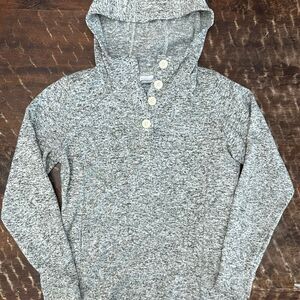 COLUMBIA Women's Hoodie 1/4 Button Sweatshirt Soft Fleece Gray Size Small